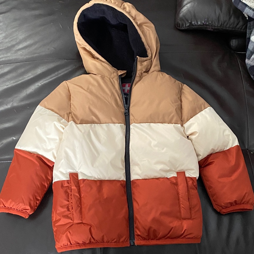 Swiss Tech Kids Jacket - Tan, White, and Orange size 5T EUC